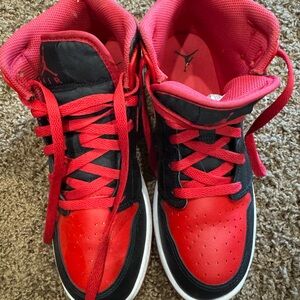 Jordan Kids Red and Black High-Top Sneakers